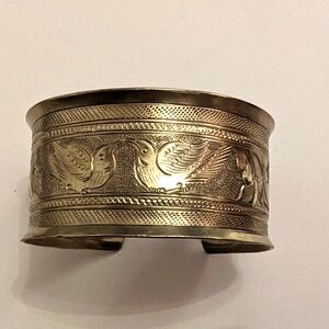 Exquisite Victorian Art Nouveau Style Ornate Brass Cuff Bracelet